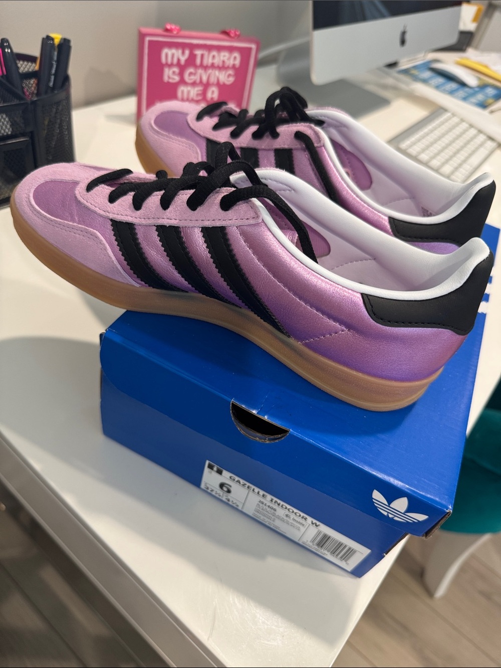 adidas lavender purple  and Black Gazelle Indoor Sneakers NWT